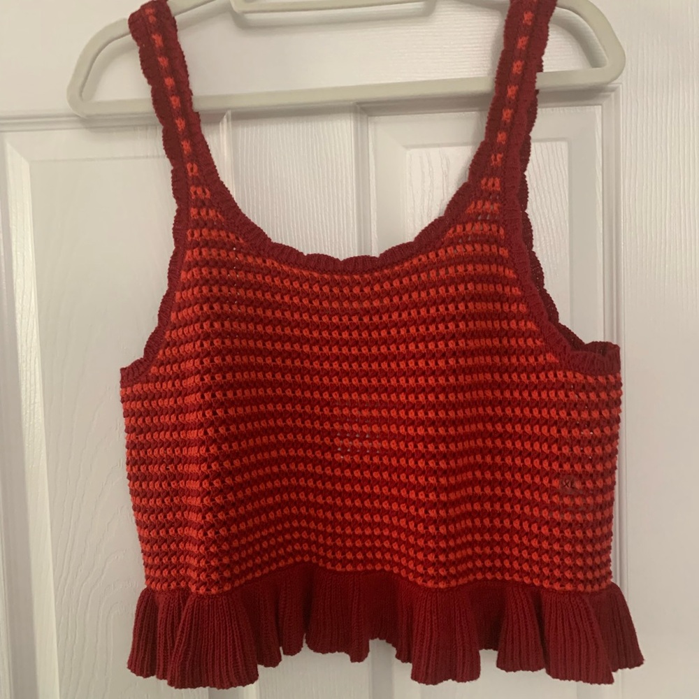 American Eagle Outfitters crochet Red Tank Top